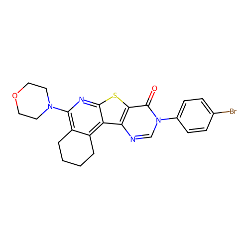 9-(4-bromophenyl)-5-morpholino-1,2,3,4-tetrahydropyrimido[4',5':4,5]thieno[2,3-c]isoquinolin-8(9H)-one structure