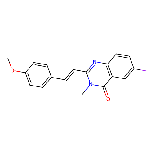 (E)-6-iodo-2-(4-methoxystyryl)-3-methylquinazolin-4(3H)-one structure