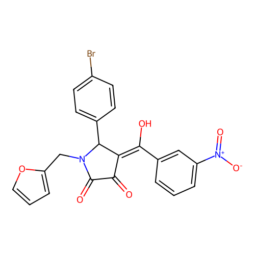(4E)-5-(4-bromophenyl)-1-(furan-2-ylmethyl)-4-[hydroxy(3-nitrophenyl)methylidene]pyrrolidine-2,3-dione structure