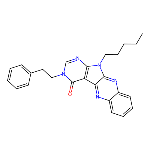 11-pentyl-3-phenethyl-3H-pyrimido[5',4':4,5]pyrrolo[2,3-b]quinoxalin-4(11H)-one structure