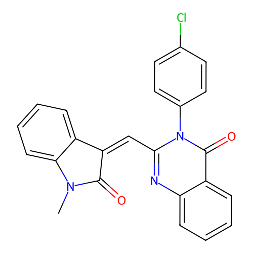(Z)-3-(4-chlorophenyl)-2-((1-methyl-2-oxoindolin-3-ylidene)methyl)quinazolin-4(3H)-one structure
