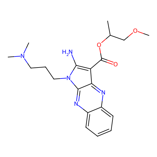 1-methoxypropan-2-yl 2-amino-1-(3-(dimethylamino)propyl)-1H-pyrrolo[2,3-b]quinoxaline-3-carboxylate structure