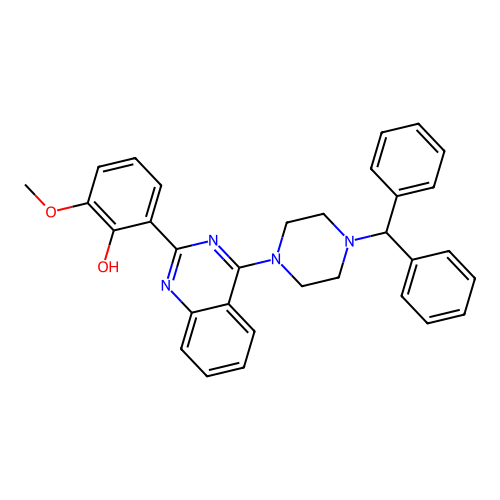 2-{4-[4-(Diphenylmethyl)piperazin-1-yl]quinazolin-2-yl}-6-methoxyphenol structure