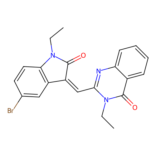 (Z)-2-((5-bromo-1-ethyl-2-oxoindolin-3-ylidene)methyl)-3-ethylquinazolin-4(3H)-one structure