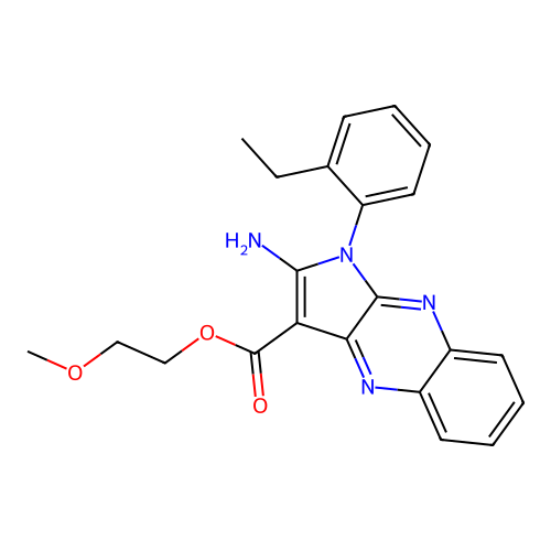 2-methoxyethyl 2-amino-1-(2-ethylphenyl)-1H-pyrrolo[2,3-b]quinoxaline-3-carboxylate structure