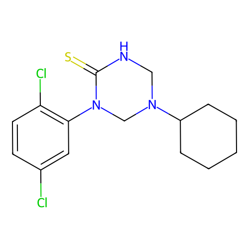 5-Cyclohexyl-1-(2,5-dichlorophenyl)-1,3,5-triazinane-2-thione structure