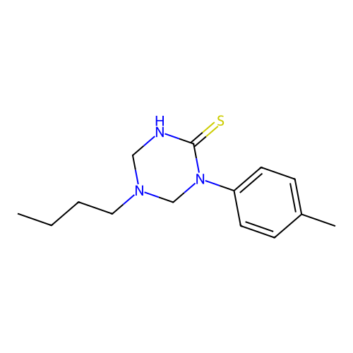 5-Butyl-1-(4-methylphenyl)-1,3,5-triazinane-2-thione structure