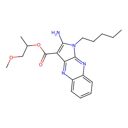 1-methoxypropan-2-yl 2-amino-1-pentyl-1H-pyrrolo[2,3-b]quinoxaline-3-carboxylate structure
