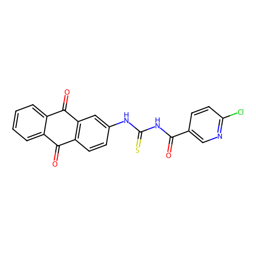 6-chloro-N-[(9,10-dioxoanthracen-2-yl)carbamothioyl]pyridine-3-carboxamide structure