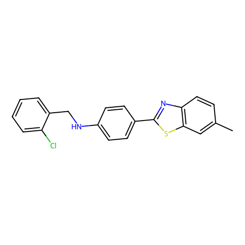 N-(2-chlorobenzyl)-4-(6-methyl-1,3-benzothiazol-2-yl)aniline structure