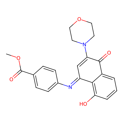 (E)-methyl 4-((8-hydroxy-3-morpholino-4-oxonaphthalen-1(4H)-ylidene)amino)benzoate structure