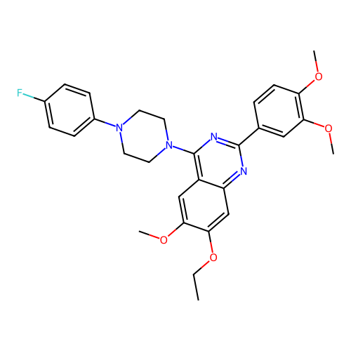 2-(3,4-dimethoxyphenyl)-7-ethoxy-4-[4-(4-fluorophenyl)piperazin-1-yl]-6-methoxyquinazoline structure