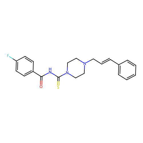 4-Fluoro-N-[4-((E)-3-phenyl-allyl)-piperazine-1-carbothioyl]-benzamide structure