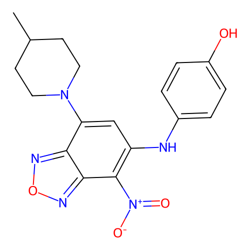 4-{[7-(4-Methylpiperidin-1-yl)-4-nitro-2,1,3-benzoxadiazol-5-yl]amino}phenol structure
