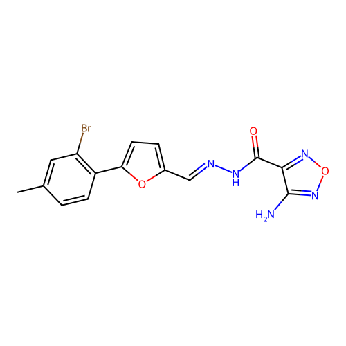 (E)-4-amino-N'-((5-(2-bromo-4-methylphenyl)furan-2-yl)methylene)-1,2,5-oxadiazole-3-carbohydrazide structure