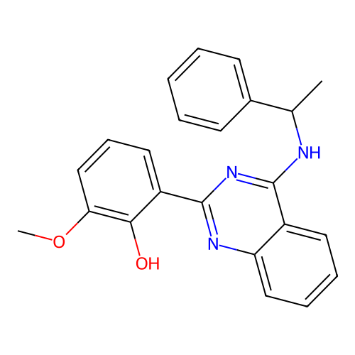2-Methoxy-6-(4-((1-phenylethyl)amino)quinazolin-2-yl)phenol structure