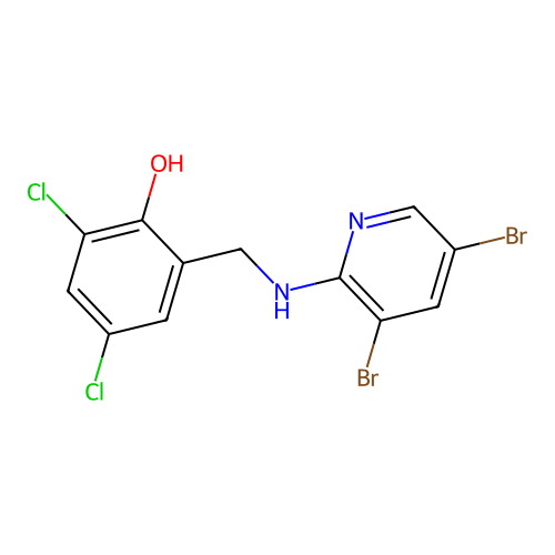 2,4-Dichloro-6-(((3,5-dibromopyridin-2-yl)amino)methyl)phenol structure