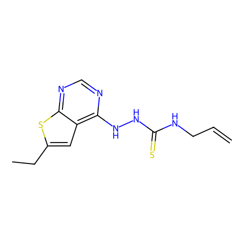 2-(6-ethylthieno[2,3-d]pyrimidin-4-yl)-N-(prop-2-en-1-yl)hydrazinecarbothioamide structure