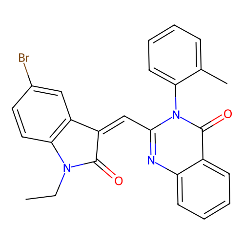 (Z)-2-((5-bromo-1-ethyl-2-oxoindolin-3-ylidene)methyl)-3-(o-tolyl)quinazolin-4(3H)-one structure