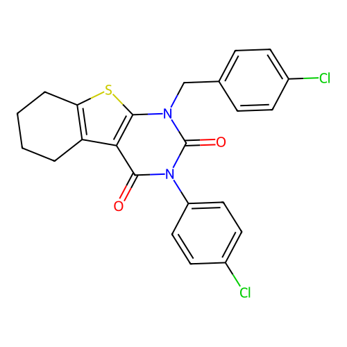 4-(4-chlorophenyl)-6-[(4-chlorophenyl)methyl]-8-thia-4,6-diazatricyclo[7.4.0.0^{2,7}]trideca-1(9),2(7)-diene-3,5-dione structure