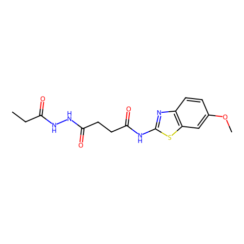 N-(6-methoxybenzo[d]thiazol-2-yl)-4-oxo-4-(2-propionylhydrazinyl)butanamide structure