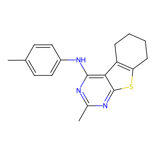 2-methyl-N-(4-methylphenyl)-5,6,7,8-tetrahydro-[1]benzothiolo[2,3-d]pyrimidin-4-amine structure