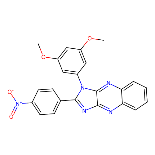 1-(3,5-dimethoxyphenyl)-2-(4-nitrophenyl)-1H-imidazo[4,5-b]quinoxaline structure