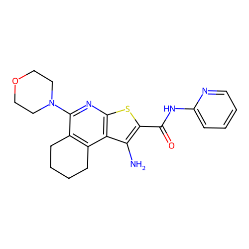 1-amino-5-(4-morpholinyl)-N-2-pyridinyl-6,7,8,9-tetrahydrothieno[2,3-c]isoquinoline-2-carboxamide structure