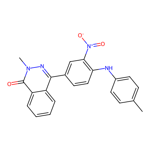 2-methyl-4-(3-nitro-4-(p-tolylamino)phenyl)phthalazin-1(2H)-one structure