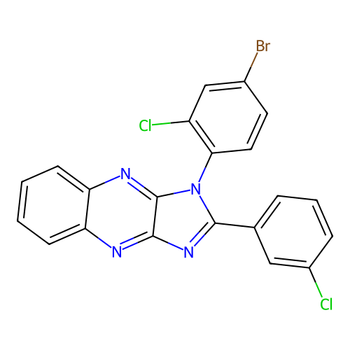1-(4-bromo-2-chlorophenyl)-2-(3-chlorophenyl)-1H-imidazo[4,5-b]quinoxaline structure