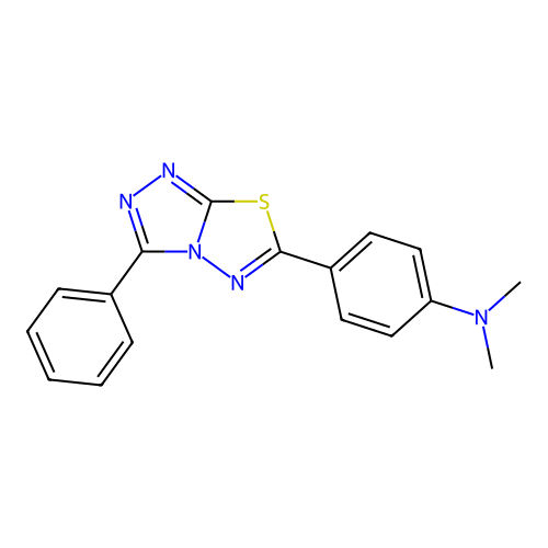 N,N-dimethyl-4-(3-phenyl-[1,2,4]triazolo[3,4-b][1,3,4]thiadiazol-6-yl)aniline structure
