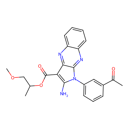 1-methoxypropan-2-yl 1-(3-acetylphenyl)-2-amino-1H-pyrrolo[2,3-b]quinoxaline-3-carboxylate structure