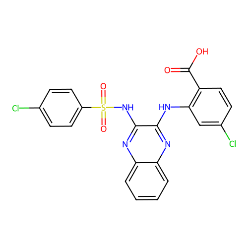 4-chloro-2-[[3-[(4-chlorophenyl)sulfonylamino]quinoxalin-2-yl]amino]benzoic Acid structure
