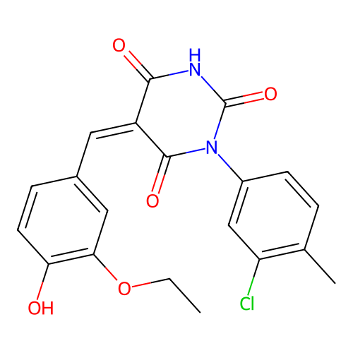 (5Z)-1-(3-chloro-4-methylphenyl)-5-(3-ethoxy-4-hydroxybenzylidene)pyrimidine-2,4,6(1H,3H,5H)-trione structure