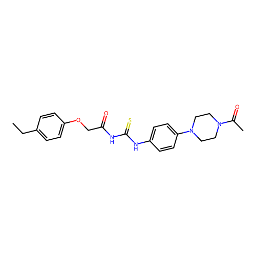 N-((4-(4-acetylpiperazin-1-yl)phenyl)carbamothioyl)-2-(4-ethylphenoxy)acetamide structure