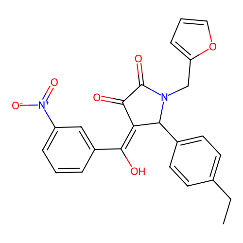 (4E)-5-(4-ethylphenyl)-1-(furan-2-ylmethyl)-4-[hydroxy(3-nitrophenyl)methylidene]pyrrolidine-2,3-dione structure