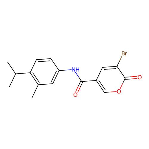 5-bromo-N-(3-methyl-4-propan-2-ylphenyl)-6-oxopyran-3-carboxamide structure