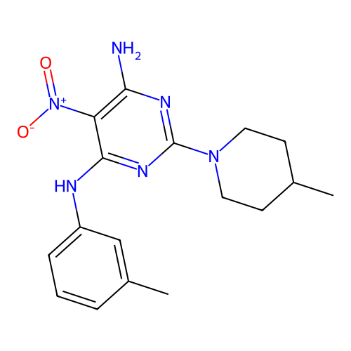 [6-Amino-2-(4-methylpiperidyl)-5-nitropyrimidin-4-yl](3-methylphenyl)amine structure