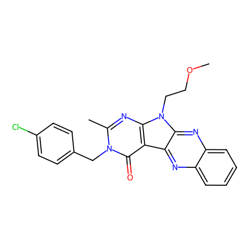 3-(4-chlorobenzyl)-11-(2-methoxyethyl)-2-methyl-3H-pyrimido[5',4':4,5]pyrrolo[2,3-b]quinoxalin-4(11H)-one structure