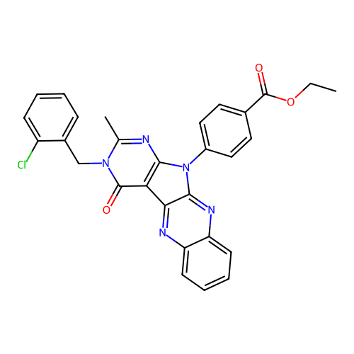 ethyl 4-(3-(2-chlorobenzyl)-2-methyl-4-oxo-3H-pyrimido[5',4':4,5]pyrrolo[2,3-b]quinoxalin-11(4H)-yl)benzoate structure
