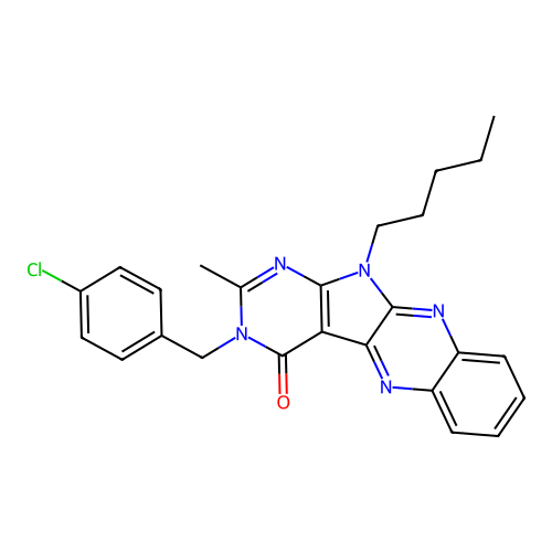 3-(4-chlorobenzyl)-2-methyl-11-pentyl-3,11-dihydro-4H-pyrimido[5',4':4,5]pyrrolo[2,3-b]quinoxalin-4-one structure