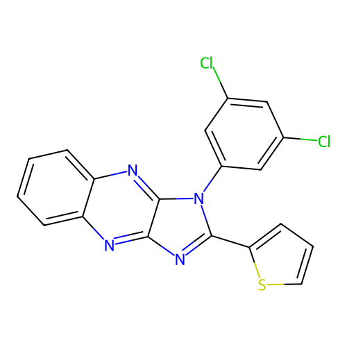 1-(3,5-dichlorophenyl)-2-(thiophen-2-yl)-1H-imidazo[4,5-b]quinoxaline structure
