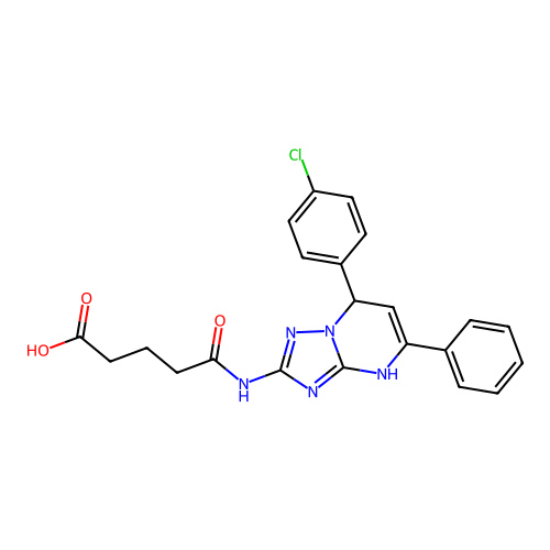 5-((7-(4-chlorophenyl)-5-phenyl-4,7-dihydro-[1,2,4]triazolo[1,5-a]pyrimidin-2-yl)amino)-5-oxopentanoic acid structure