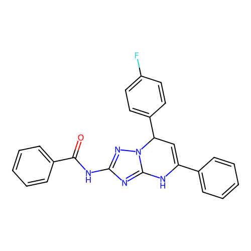 N-[7-(4-fluorophenyl)-5-phenyl-3,7-dihydro[1,2,4]triazolo[1,5-a]pyrimidin-2-yl]benzamide structure