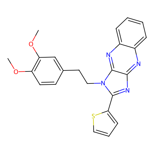 1-[2-(3,4-dimethoxyphenyl)ethyl]-2-(thiophen-2-yl)-1H-imidazo[4,5-b]quinoxaline structure