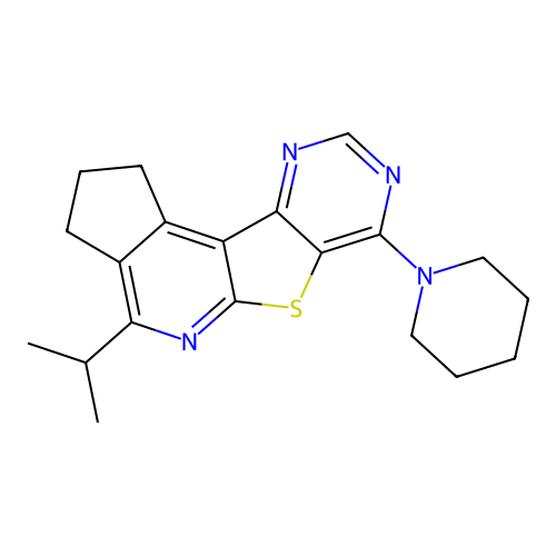4-isopropyl-7-(piperidin-1-yl)-2,3-dihydro-1H-cyclopenta[4',5']pyrido[3',2':4,5]thieno[3,2-d]pyrimidine structure