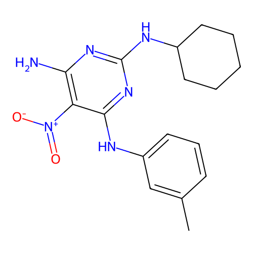 [6-Amino-2-(cyclohexylamino)-5-nitropyrimidin-4-yl](3-methylphenyl)amine structure