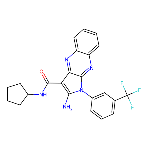 2-amino-N-cyclopentyl-1-[3-(trifluoromethyl)phenyl]pyrrolo[3,2-b]quinoxaline-3-carboxamide structure