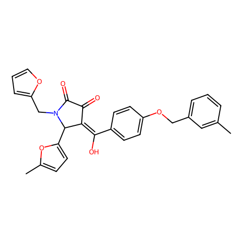 1-(furan-2-ylmethyl)-4-[hydroxy-[4-[(3-methylphenyl)methoxy]phenyl]methylidene]-5-(5-methylfuran-2-yl)pyrrolidine-2,3-dione structure