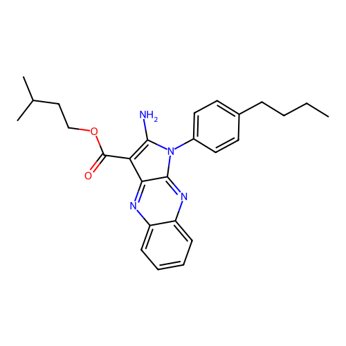 3-methylbutyl 2-amino-1-(4-butylphenyl)-1H-pyrrolo[2,3-b]quinoxaline-3-carboxylate structure